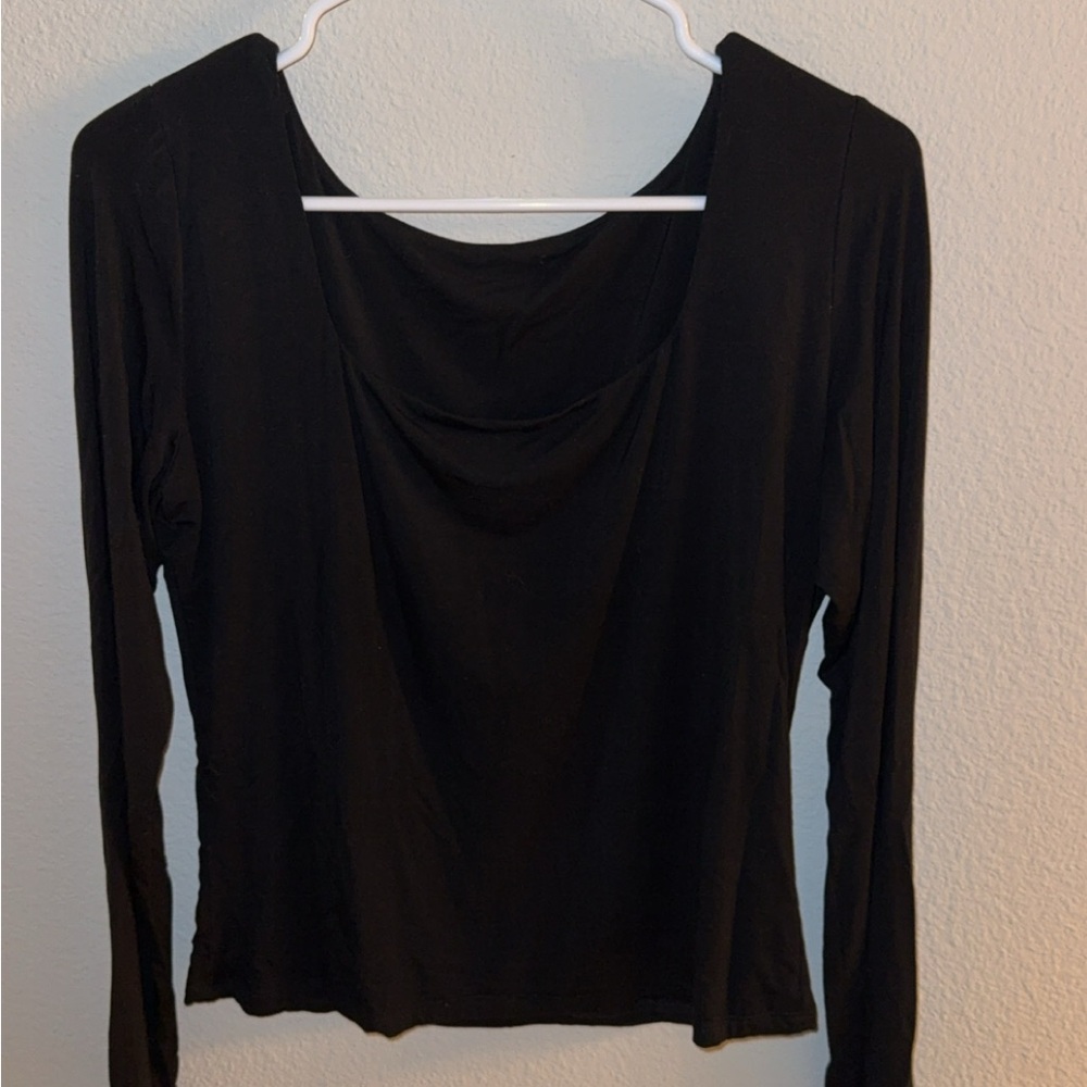 Elegant Black Long Sleeve Women's Top